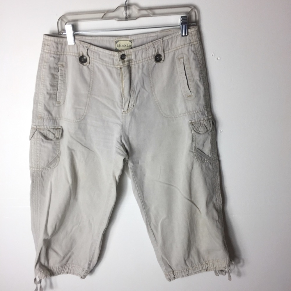 Khakis Tan 8 Casual Cargo Relaxed Capri Pants